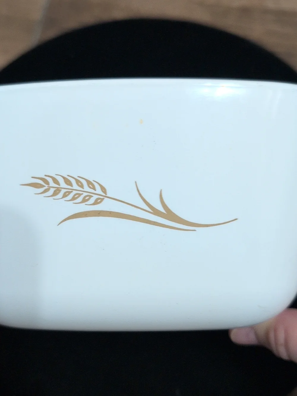 Corningware White Ceramic Covered Casserole with Gold Wheat Detail